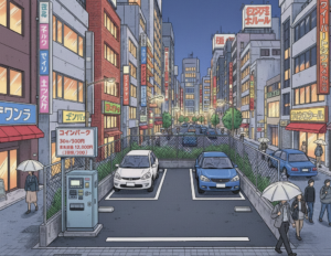 狭小地でコインパーキング
